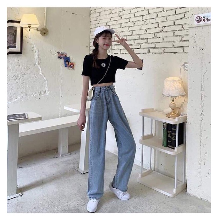 Quần Jean Ống Rộng GÀI EO Ulzzang Unisex mặc lên cực tôn dáng UnUnisex