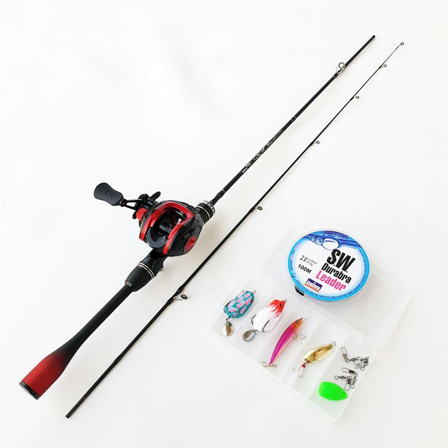 Bộ cần câu lure ul máy ngang  1.68m - 1.8m - 1.98m siêu dẻo tặng kèm dây câu lure và bộ mồi câu BCM19 - Ngang