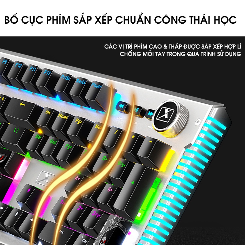 Bàn Phím cơ Gaming K968 SUPER GAME 25 Chế Độ LED Đổi Màu Keycap Siêu Xịn, Dùng Cho Máy Tính PC - LapTop
