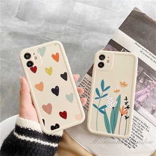 Ốp điện thoại họa tiết lá cây/trái tim cho iPhone 7 8 Plus 11 Pro Max 12 Pro Max XS MAX X XR SE 2020 12 Mini
