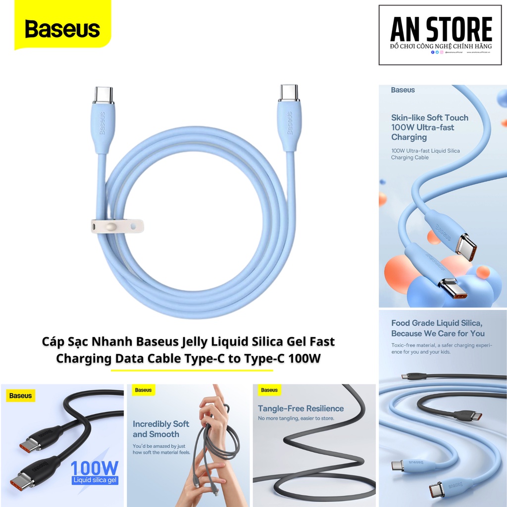 Cáp Sạc Nhanh Baseus Jelly Liquid Silica Gel Fast Charging Data Cable Type-C to Type-C 100W