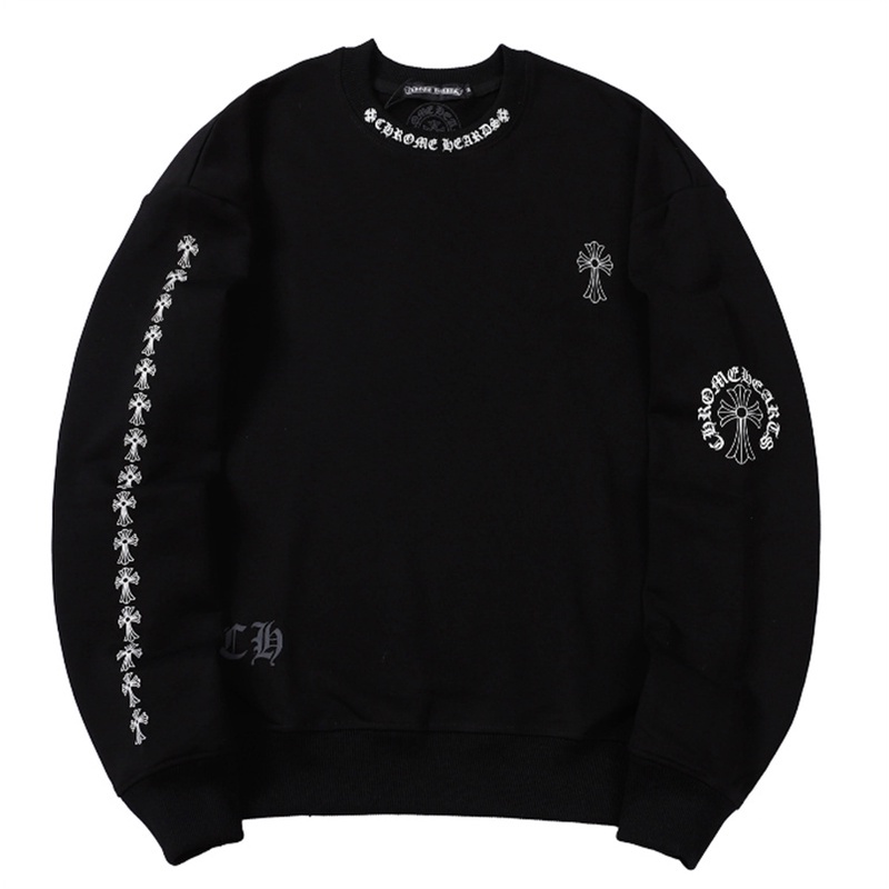 Áo Nỉ Tay Dài Cổ Tròn In Hình Chrome Hearts Thời Trang