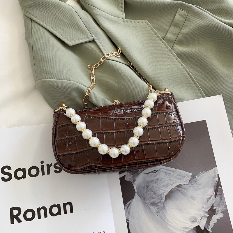 IELGY Túi Đeo Vai Đính Ngọc Trai Giả Phong Cách Phương Tây Thời Trang Cho Nữ