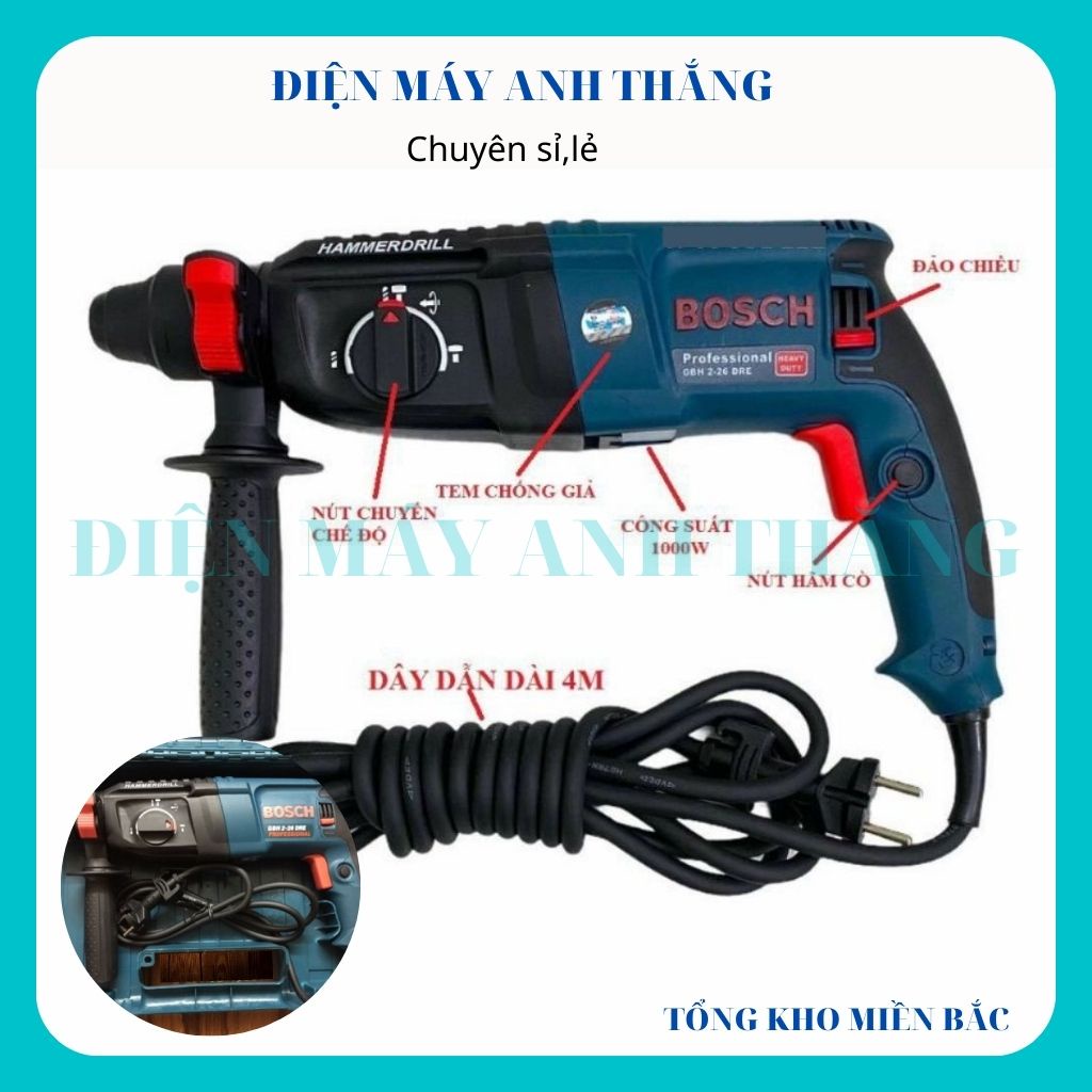 Máy khoan BOSCH 2-26 chính hãng khoan bê tông điện cầm tay đa chức năng đục tường bê tông gỗ sắt dùng khuấy sơn giá rẻ