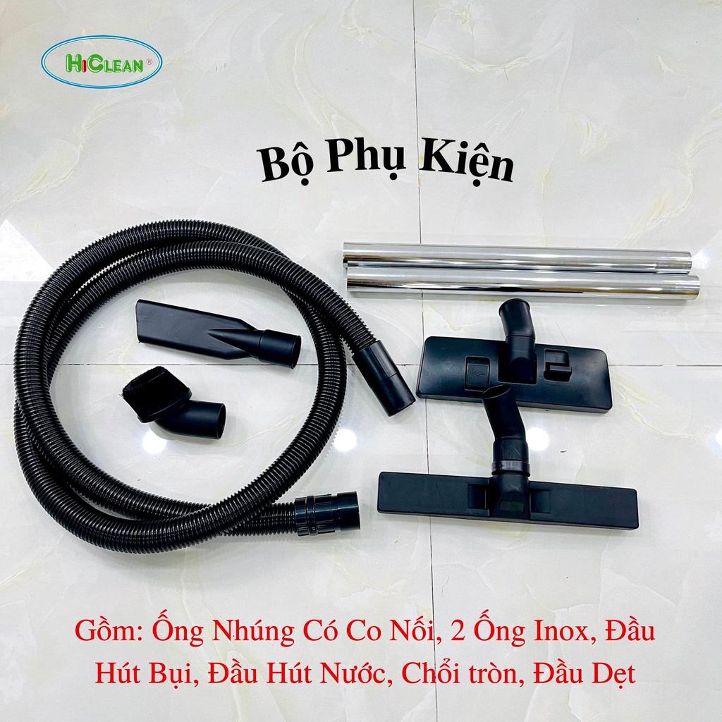 Máy hút bụi gia đình HiClean HC15P - dung tích 15L, thùng nhựa ABS, chống oxy hóa
