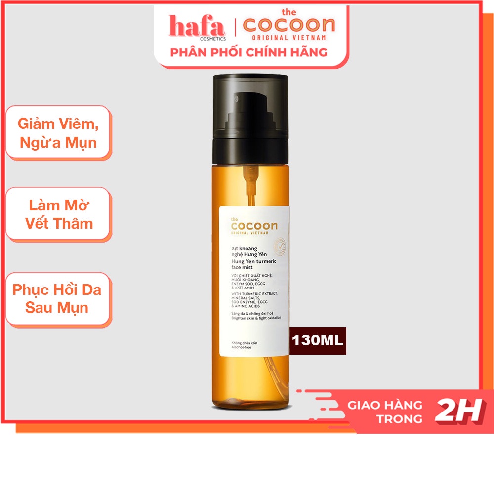 Xịt khoáng nghệ Hưng Yên Cocoon giúp sáng da và ngăn ngừa oxy hóa 130ml Turmeric Face Mist