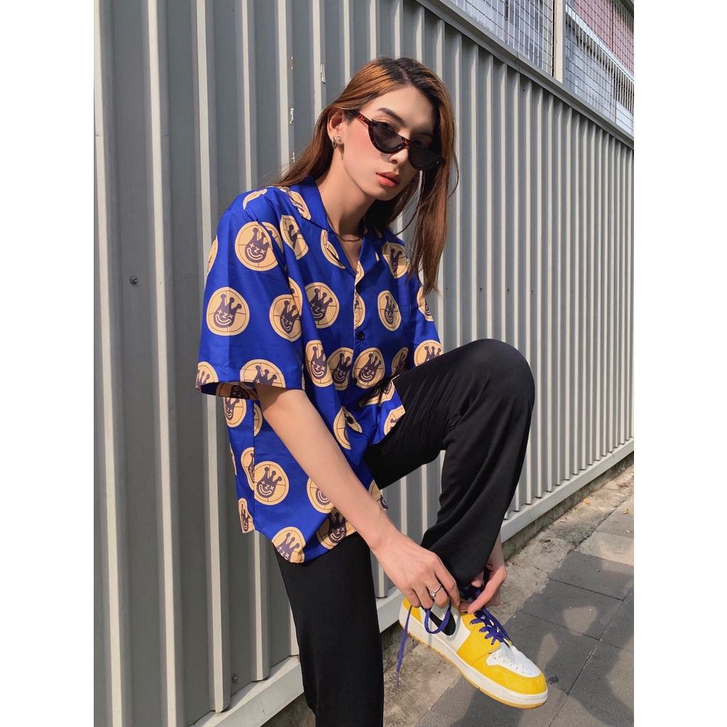 Áo sơ mi local brand Clownz Headshot Short tay lỡ unisex, form rộng nhiều màu  (xanh dương/xanh lá/vàng) | BigBuy360 - bigbuy360.vn