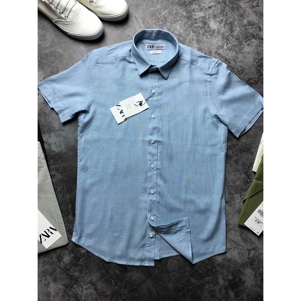 Áo Sơmi Đũi Cổ Bẻ Tay Ngắn | BigBuy360 - bigbuy360.vn