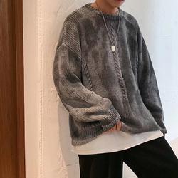 Áo len cổ tròn dài tay họa tiết màu nhuộm loang thời trang thu đông mới cho nam