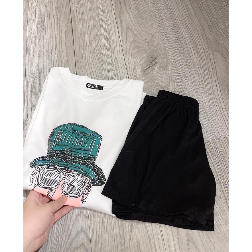 Set Cộc Đùi Alife Nữ [FREESHIP]  Bộ đồ quần short đen áo thun tay lỡ form rộng, phông màu trắng Ulzzang siêu HOT