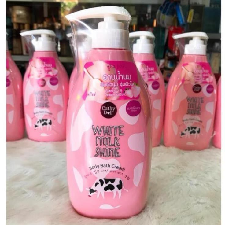 Sữa tắm sữa bò Cathy Doll White Milk Shine Body Bath Cream 450ml dưỡng da mềm mịn trắng sáng