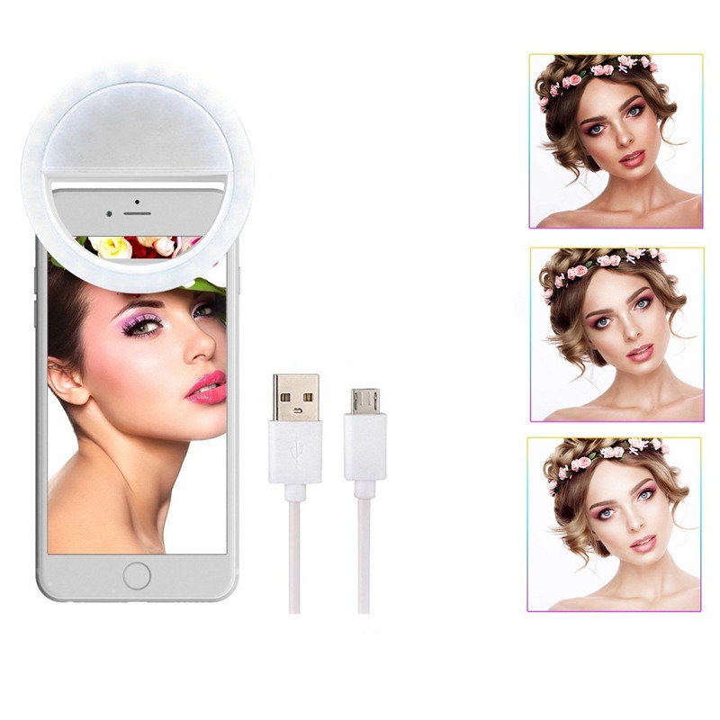 Đèn LED tròn RK14 có kẹp gắn điện thoại di động có thể sạc lại cho selfie/trang điểm | BigBuy360 - bigbuy360.vn