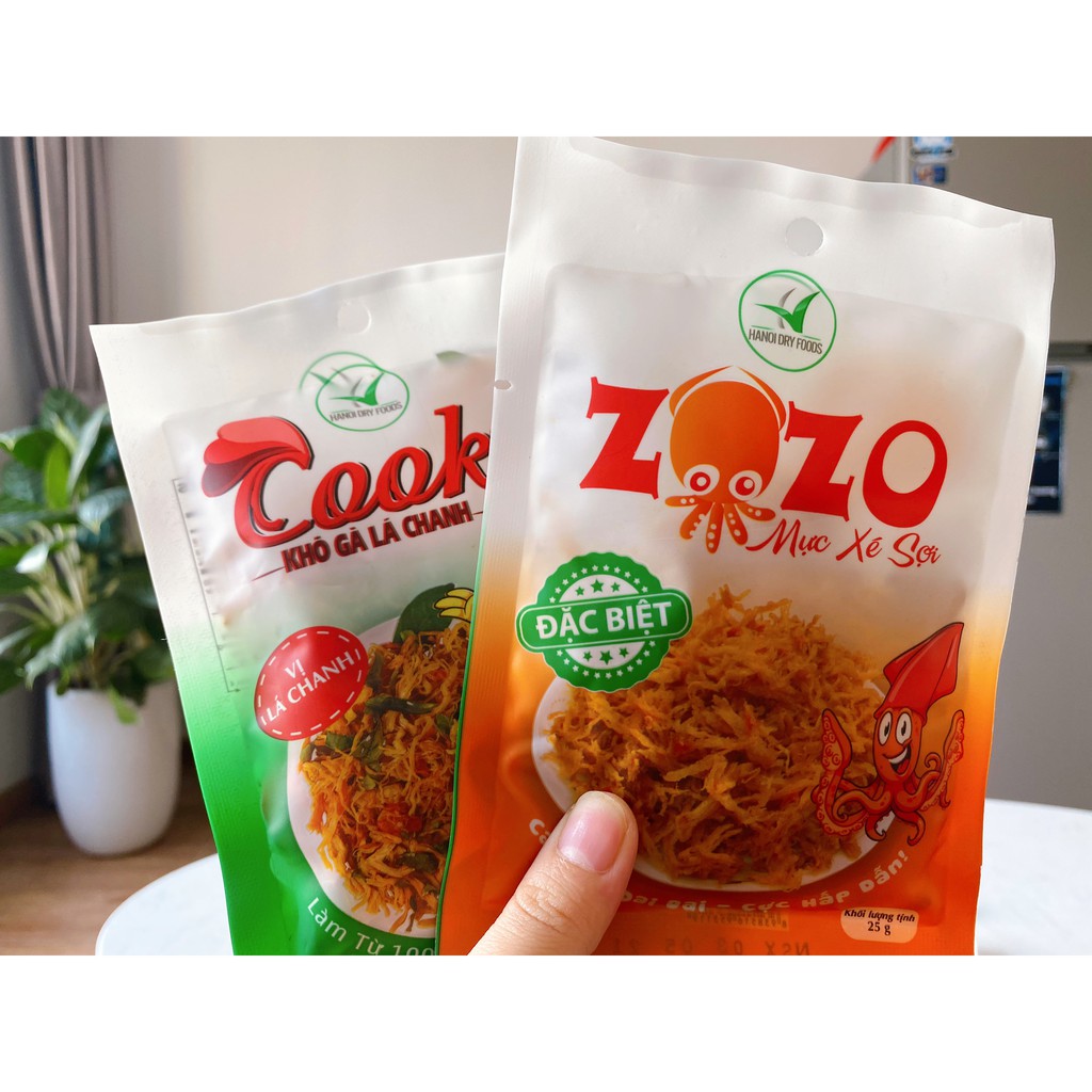 [Combo ĂN VẶT cho khách Sỉ ]  10 gói  Mực xé sợi ZOZO 25g + 10 gói Khô gà cooky 25g | BigBuy360 - bigbuy360.vn