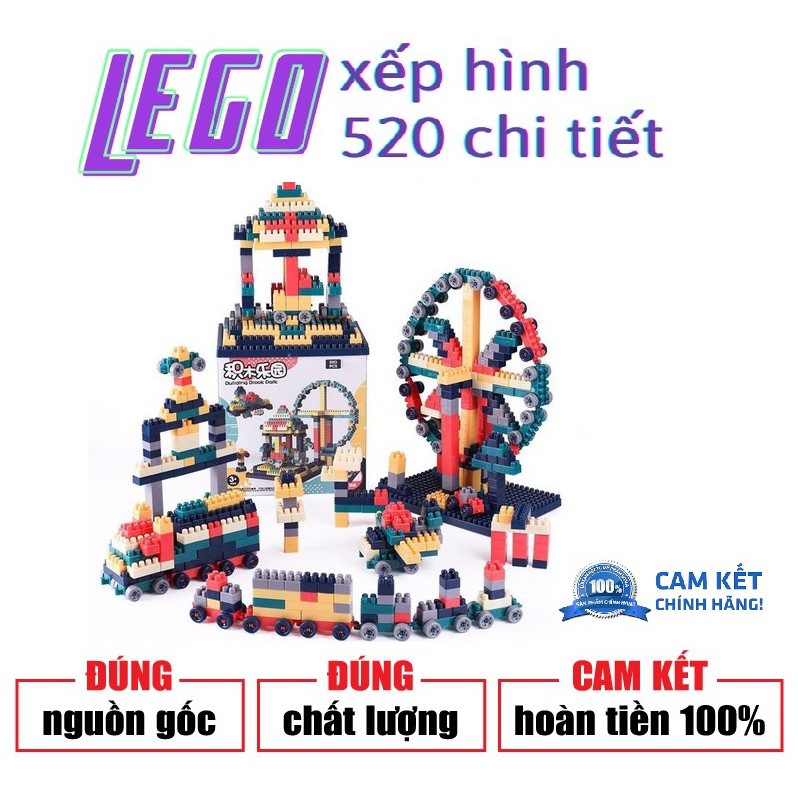 LEGO XẾP HÌNH 520 CHI TIẾT BUILDING BLOCK SÁNG TẠO CÙNG BÉ YÊU