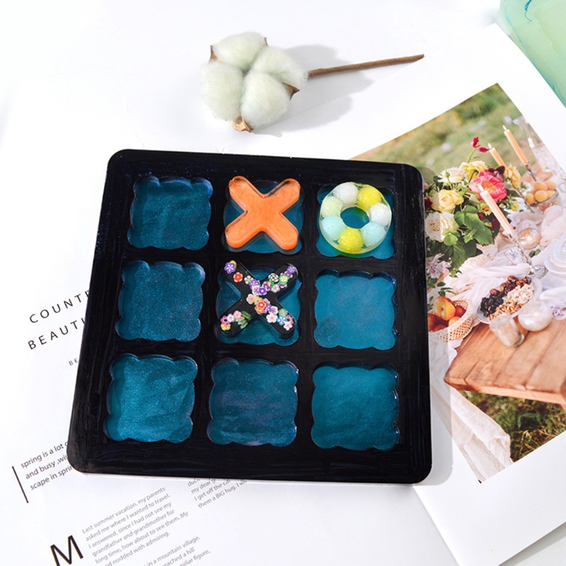 Khuôn đúc silicon hình bảng trò chơi O X cho đồ nhựa resin thủ công DIY