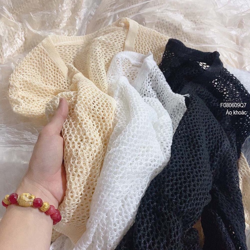 Áo khoác Len lưới lỗ dài tay cột dây TT0806