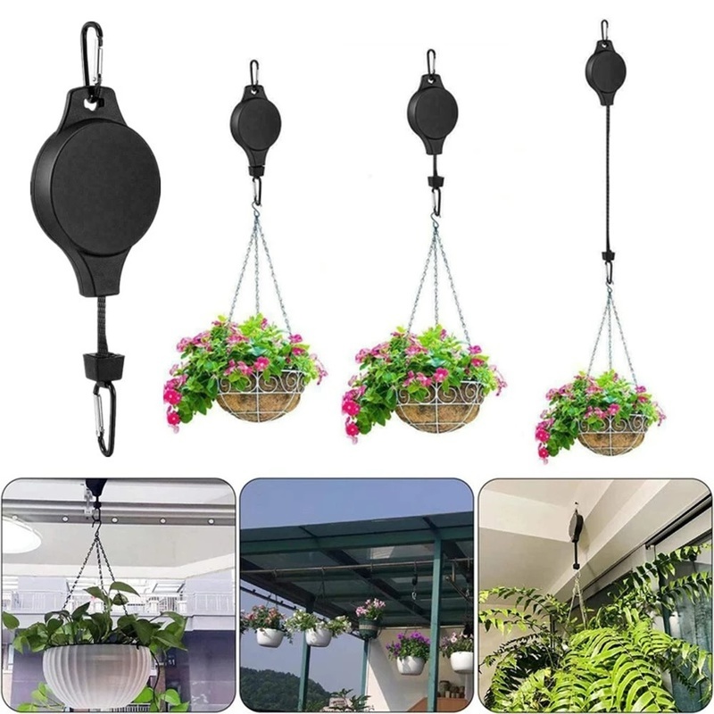 Chậu Hoa Treo Ban Công Màu Đen Có Thể Nâng Tiện Dụng