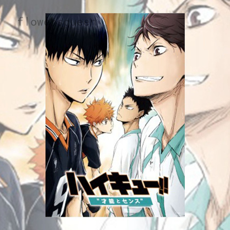 flowersqueen Set 8 Tấm Áp Phích Dán Tường Trang Trí Hình Anime Haikyuu