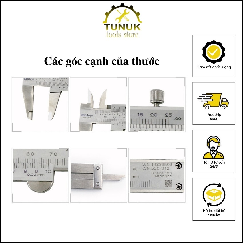 Thước cặp  cơ khí TUNUK thước kẹp Mitutoyo 150mm, 200mm, 300mm
