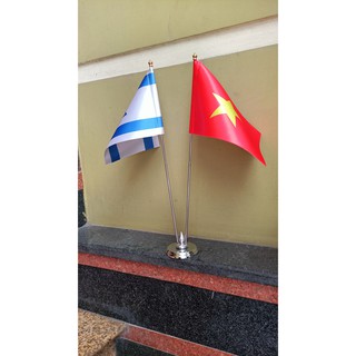 Cờ để bàn Việt Nam Israel đế inox đôi mini
