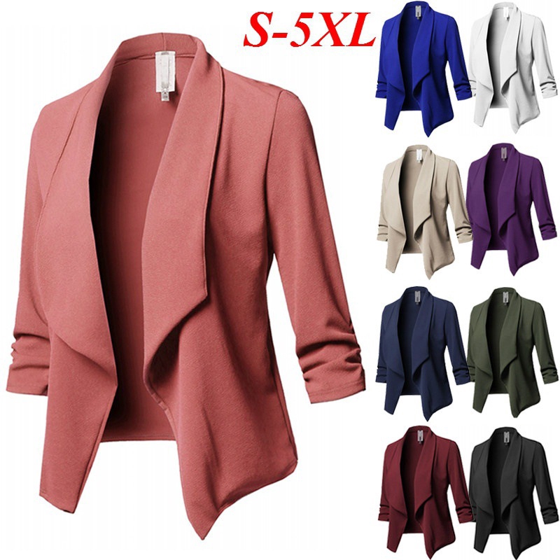 Áo Khoác Blazer Tay Lỡ 3 / 4 Thời Trang Công Sở Cho Phái Nữ Size S-5Xl