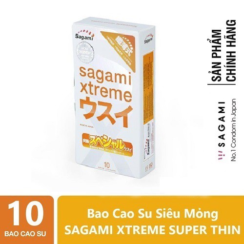 [HÀNG CHÍN HÃNG] Bao Cao Su Sagami Xtreme Superthin (10 bao), Nhật Bản, BCS Siêu mỏng, Giúp cuộc yêu chân thực, bền bỉ