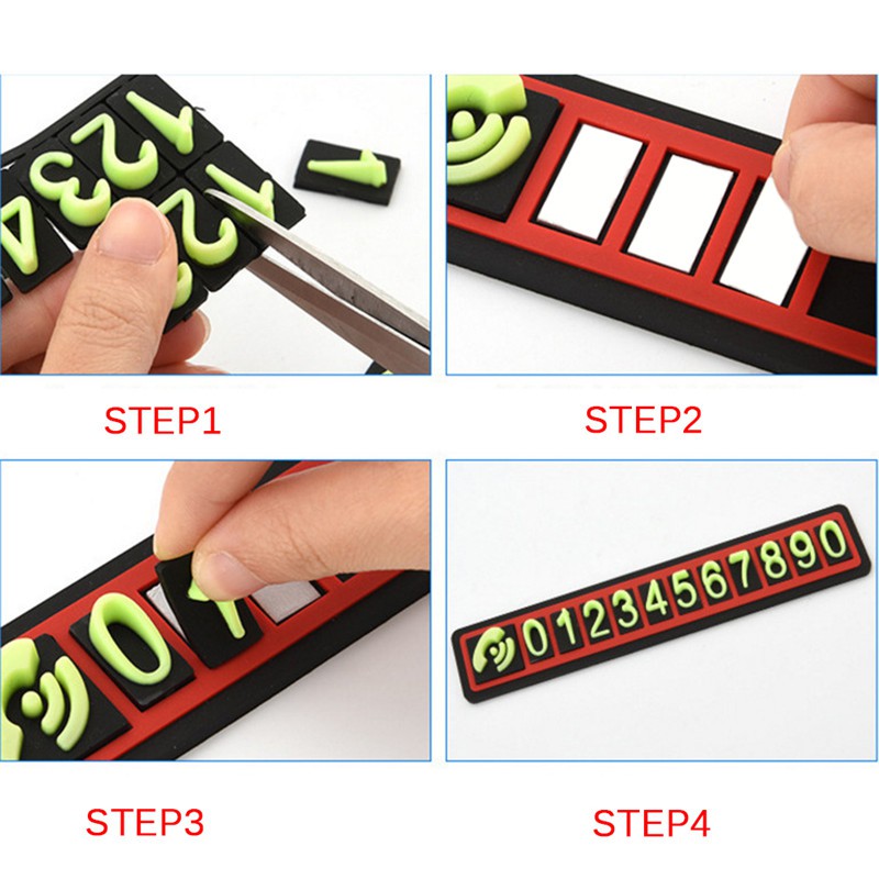 Set thẻ số đậu xe tạm thời họa tiết 3D màu dạ quang