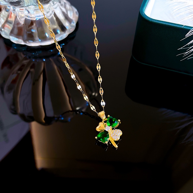 Dây Chuyền Thép Titan Nhẹ Đính Đá Zircon Hình Bông Hoa Sang Trọng