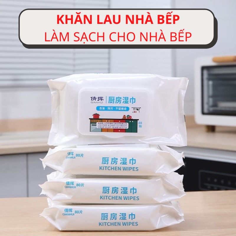 Khăn ướt lau bếp đa năng, giấy ướt lau vệ sinh nhà bếp, bát đĩa cơ lớn siêu dai an toàn cho da tay