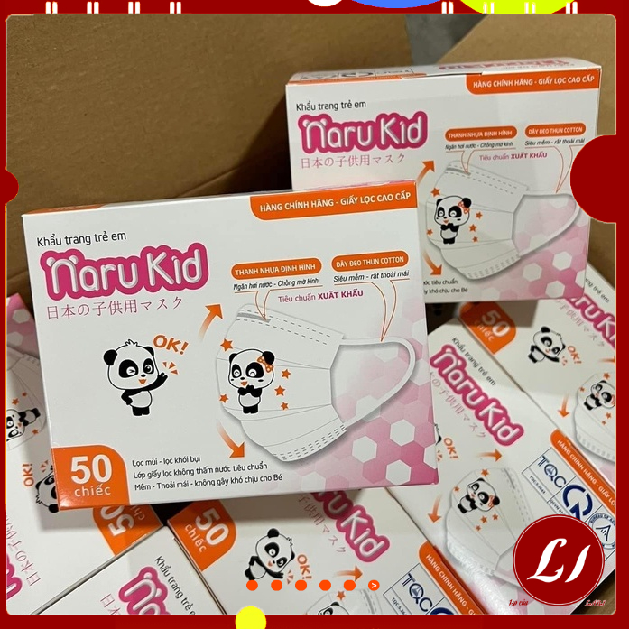 Hộp 50 Khẩu trang Naru Kid 3 lớp cho bé 2- 10 tuổi