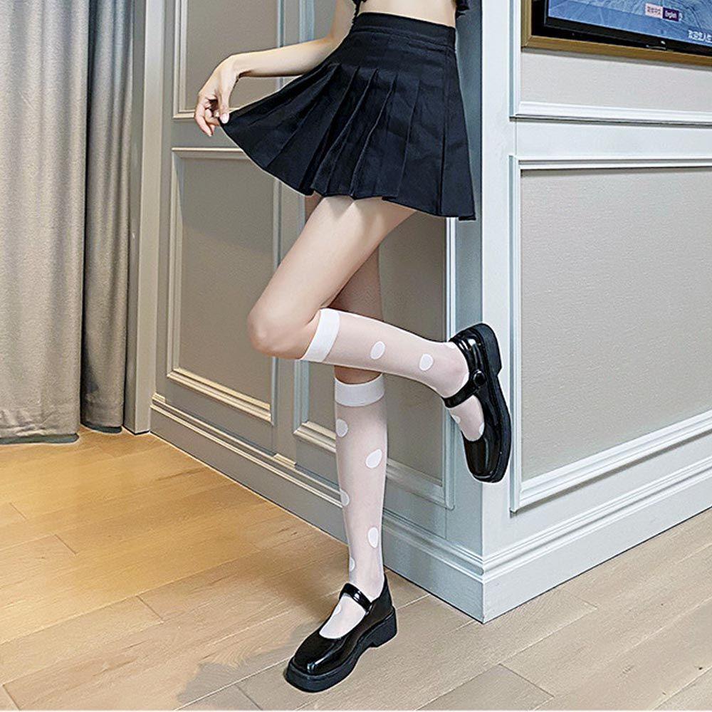 NICKOLAS Vớ Dài Co Giãn Thoáng Khí Họa Tiết Chấm Bi Phong Cách Lolita Dành Cho Nữ