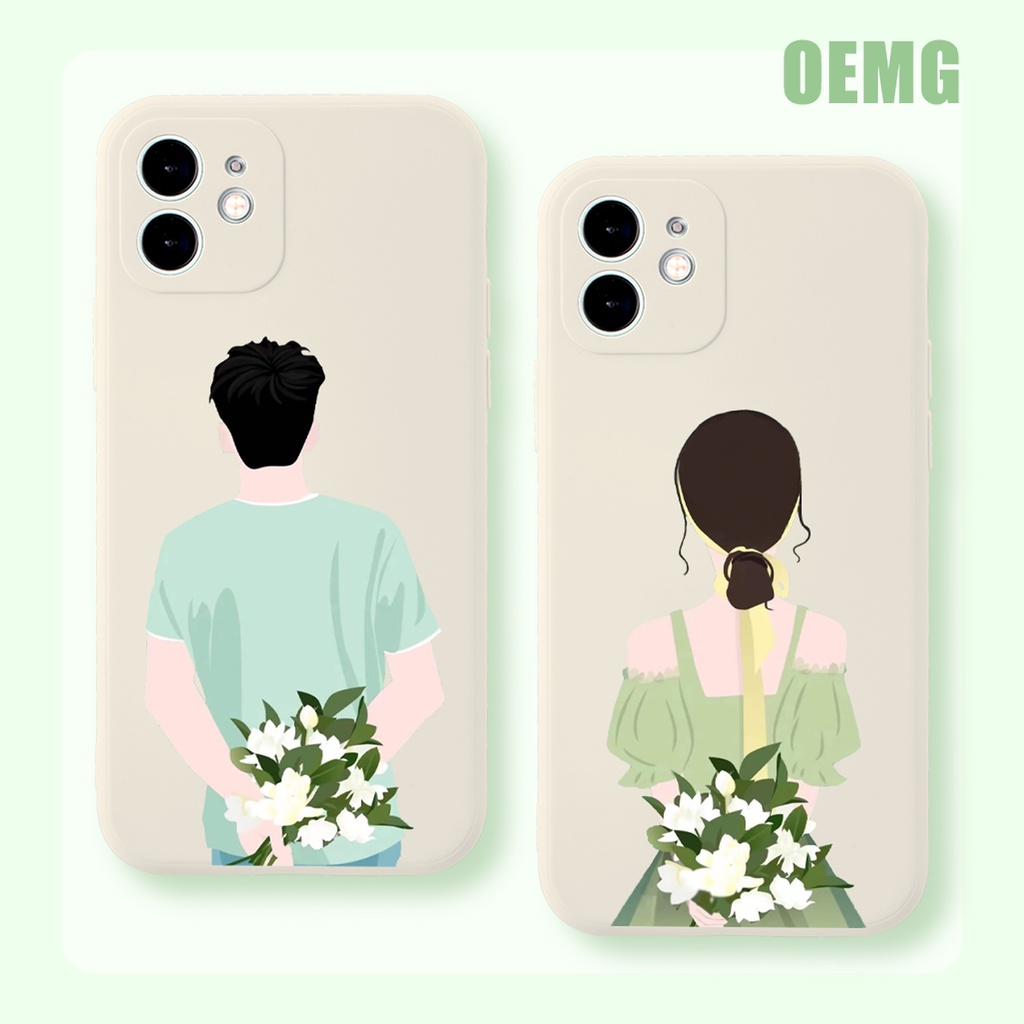 Ốp điện thoại viền vuông họa tiết cặp đôi thời trang cho for iPhone 11 12 13 Pro Max SE 2020 ip 8 7 6 6S Plus X XR XS ZJ490