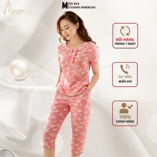 Đồ bộ mặc nhà nữ chất thô kate ,áo ngắn tay quần lửng mùa hè dòng cao cấp thương hiệu MỘC EVA MSSP: TC122205