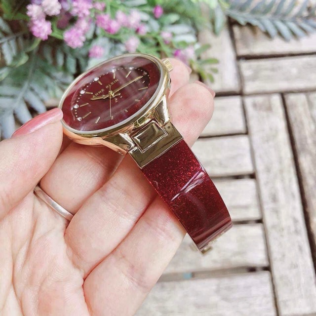 Đồng hồ nữ Anne Klein AK1408 đỏ đô size 36mm chống nước 3ATM