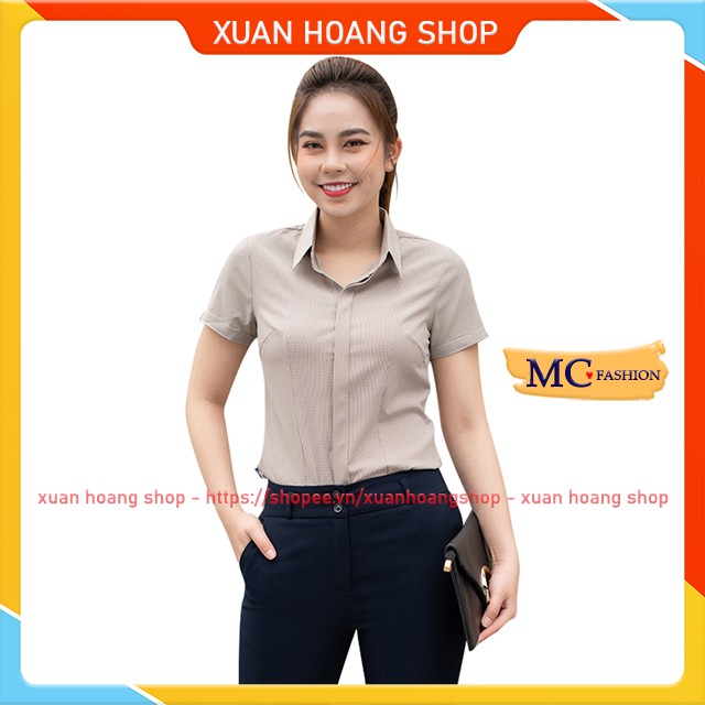 Áo Sơ Mi Nữ Đẹp Kiểu Công Sở, Tay Ngắn, Kẻ Sọc Caro Mc Fashion Size Đủ Chất Vải Mát, Màu Hồng,Trắng Đỏ, Xanh, Nâu A645