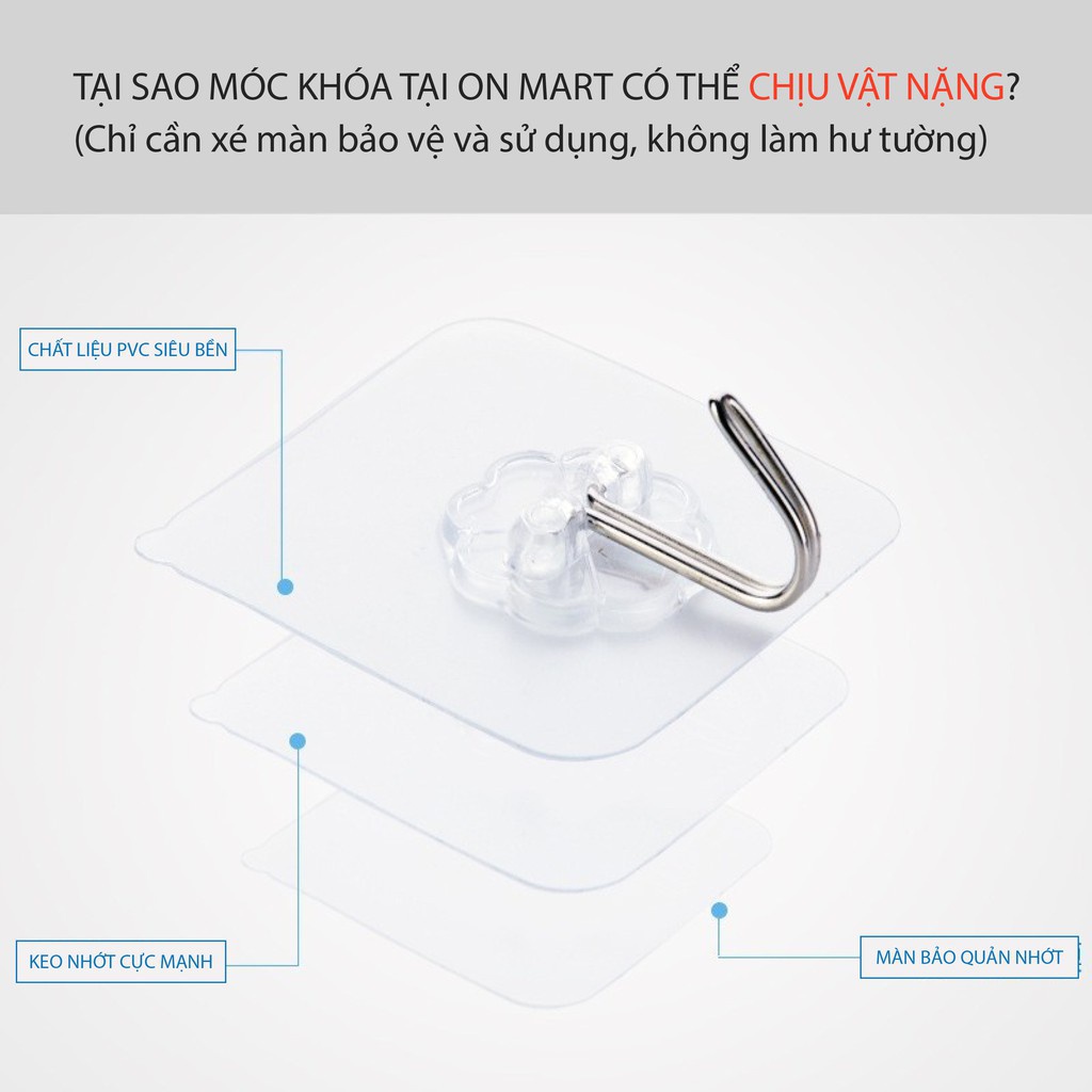 Bộ 10 móc dán tường chịu lực siêu dính treo đồ trong suốt 6x6cm Vrg11112 SHIPNHANH88