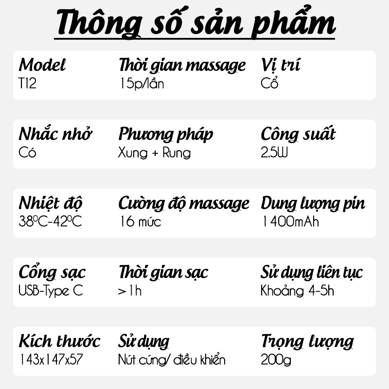 Máy Massage Cổ Vai Gáy Massage Rung Tần Số Cao, Tiện Dụng Nhỏ Gọn Đánh Tan Mệt Mỏi Bảo Hành 6 Tháng