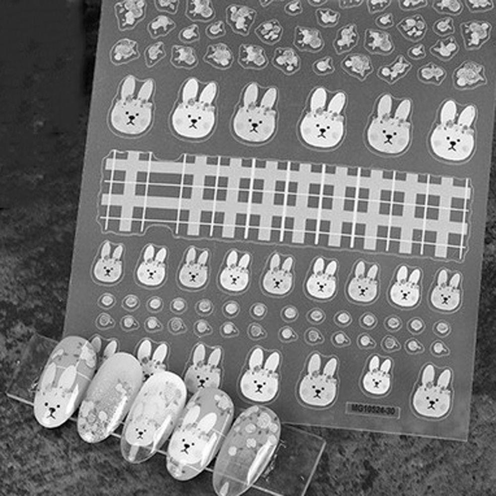 ELLSWORTH Miếng Dán Trang Trí Móng Tay Trong Suốt Họa Tiết Hoạt Hình Mèo / Thỏ Dễ Thương DIY