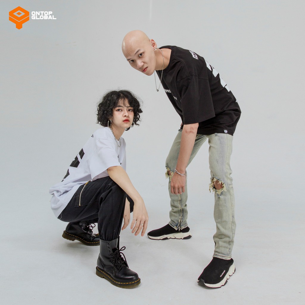 Áo thun local brand chính hãng ONTOP form rộng tay lỡ màu đen - Big Logo | BigBuy360 - bigbuy360.vn