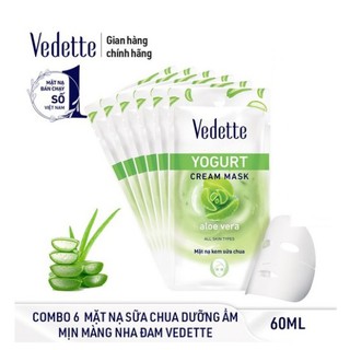 COMBO 6 MẶT NẠ KEM SỮA CHUA NHA ĐAM 10ml VEDETTE - DƯỠNG DA ẨM & DỊU DA
