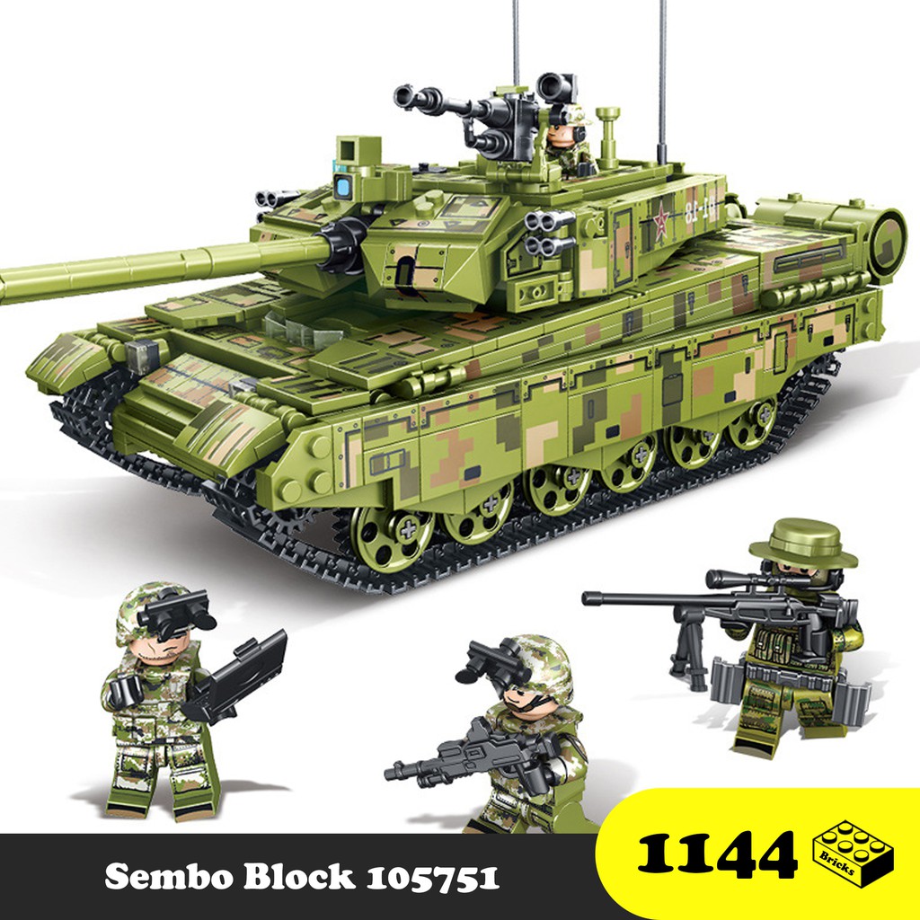 Tank Sembo Block 105751 - Đồ chơi lắp ghép tank quân sự 99A Tank Bọc thép siêu chiến đấu