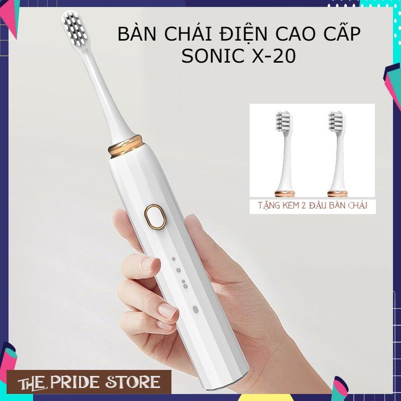 Bàn chải điện SONIC X20 thế hệ mới cực hot- bàn chải điện cao cấp, công nghệ sóng âm tần số rung lớn, TẶNG KÈM ĐẦU CHẢI