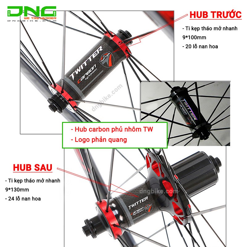 Vành bộ xe đạp đua Retrospec RACING RS36 700c 36mm Hub carbon