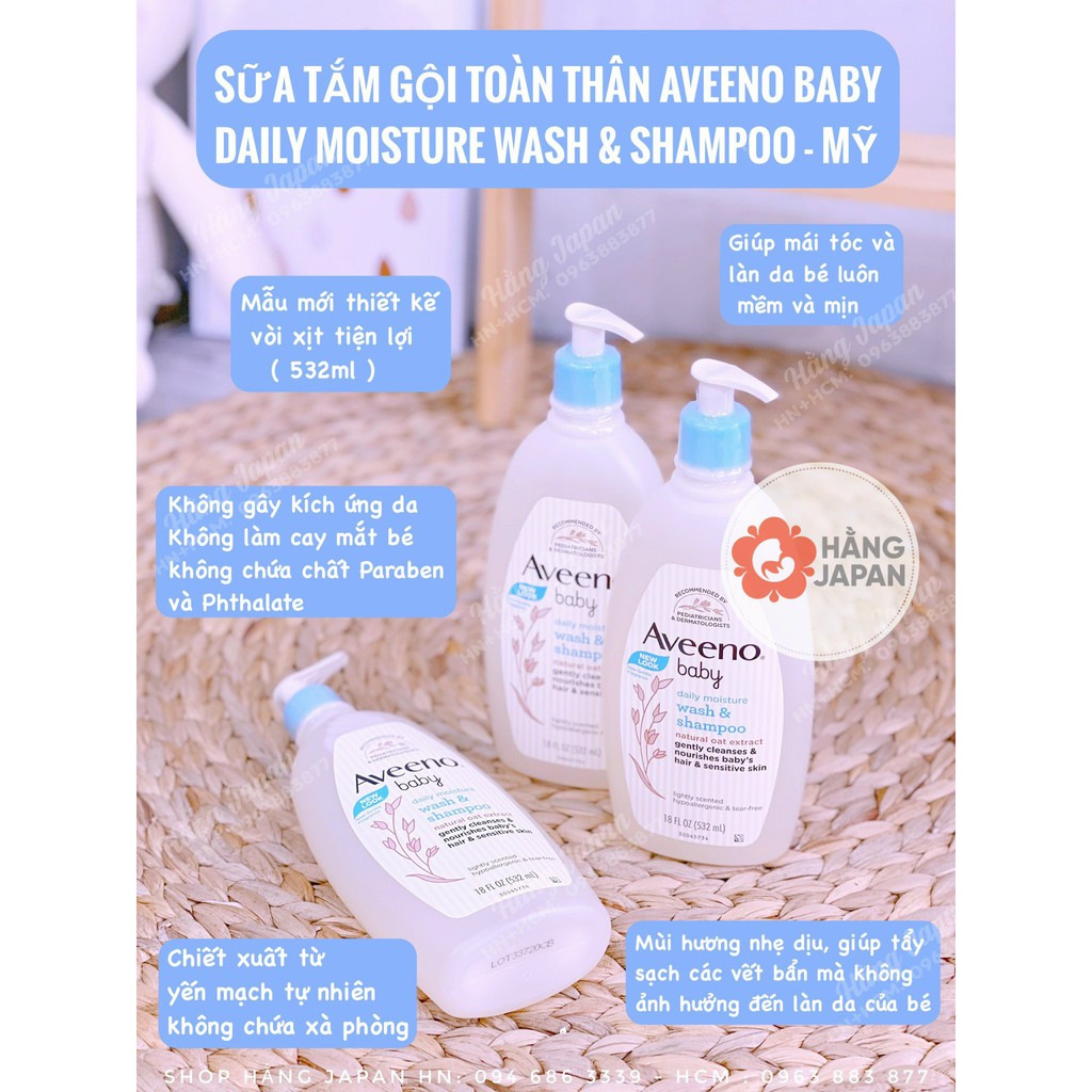 Combo Sữa tắm & gội , Dưỡng thể & chàm Aveeno BaBy