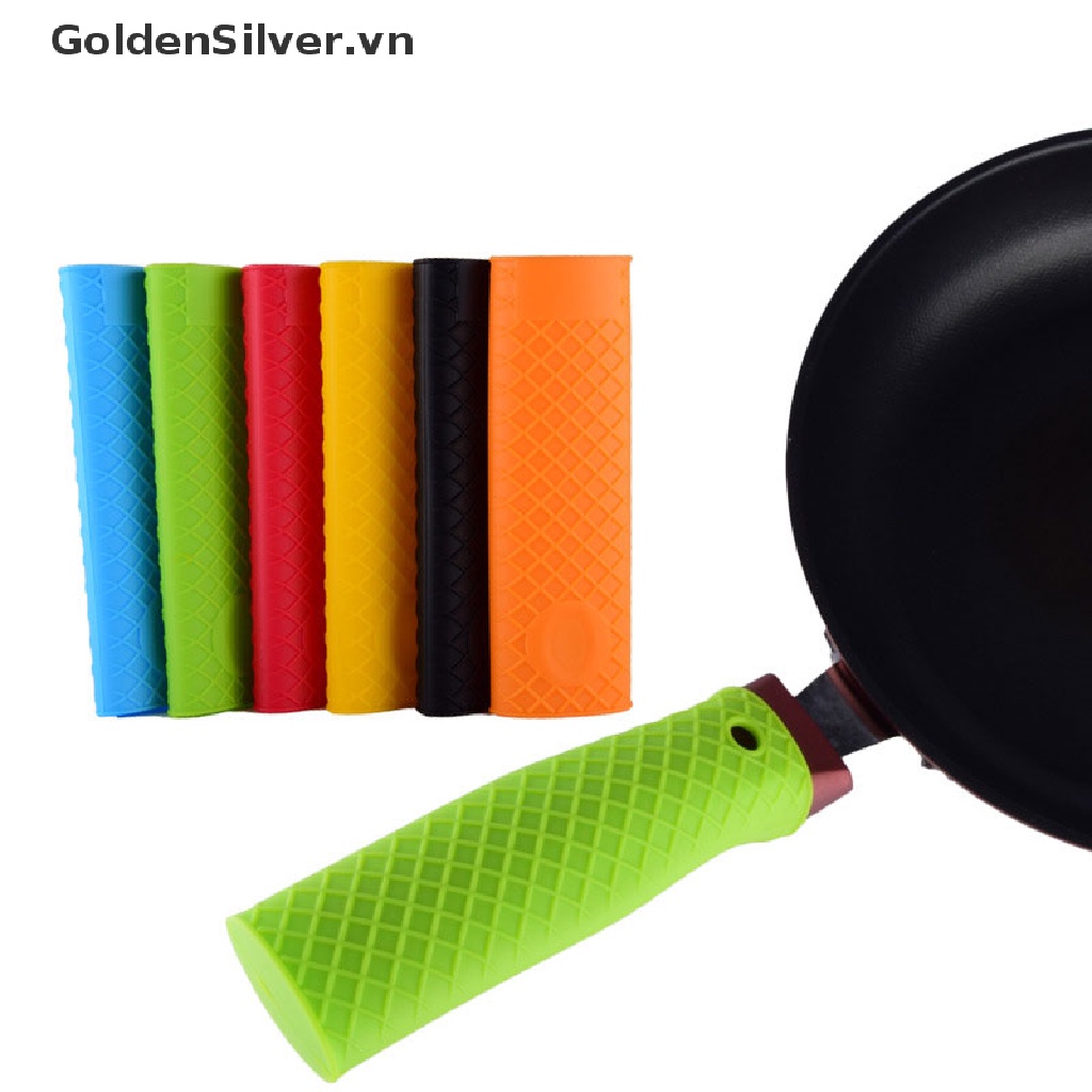 1 Vỏ Bọc Tay Cầm Chảo Bằng Silicon Màu Vàng Kim