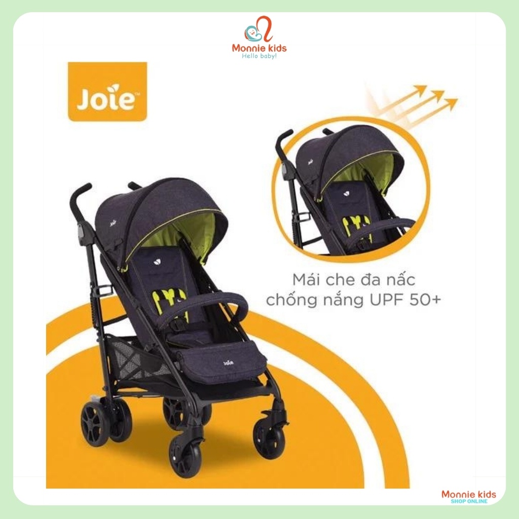 Xe đẩy gấp gọn cho bé Joie Brisk Lx Denim Zest, xe nôi du lịch đa năng cho trẻ - Monnie Kids