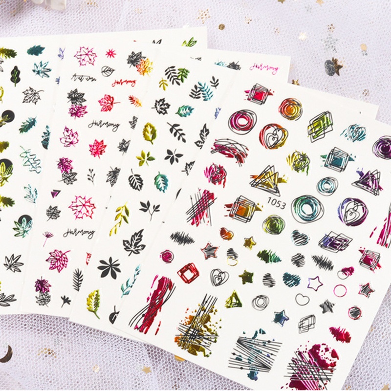 Set 9 Tấm Hình Dán Trang Trí Móng Tay Nghệ Thuật Nhiều Màu Sắc DIY