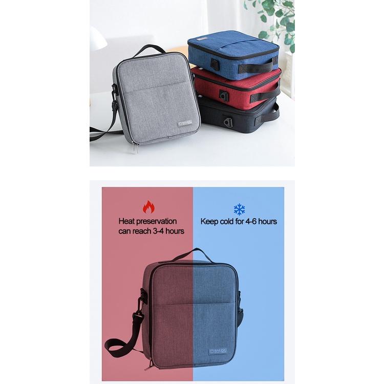 Túi Đựng Hộp Cơm Trưa Giữ Nhiệt Chống Nước Bằng Vải Oxford Cho Nam Và Nữ Ốp