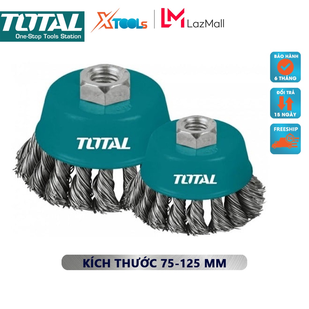 Chén cước thép xoắn TOTAL | Chén cước thau xoắn kích thước 75 - 125 mm. [CHÍNH HÃNG] [XTOOLs]