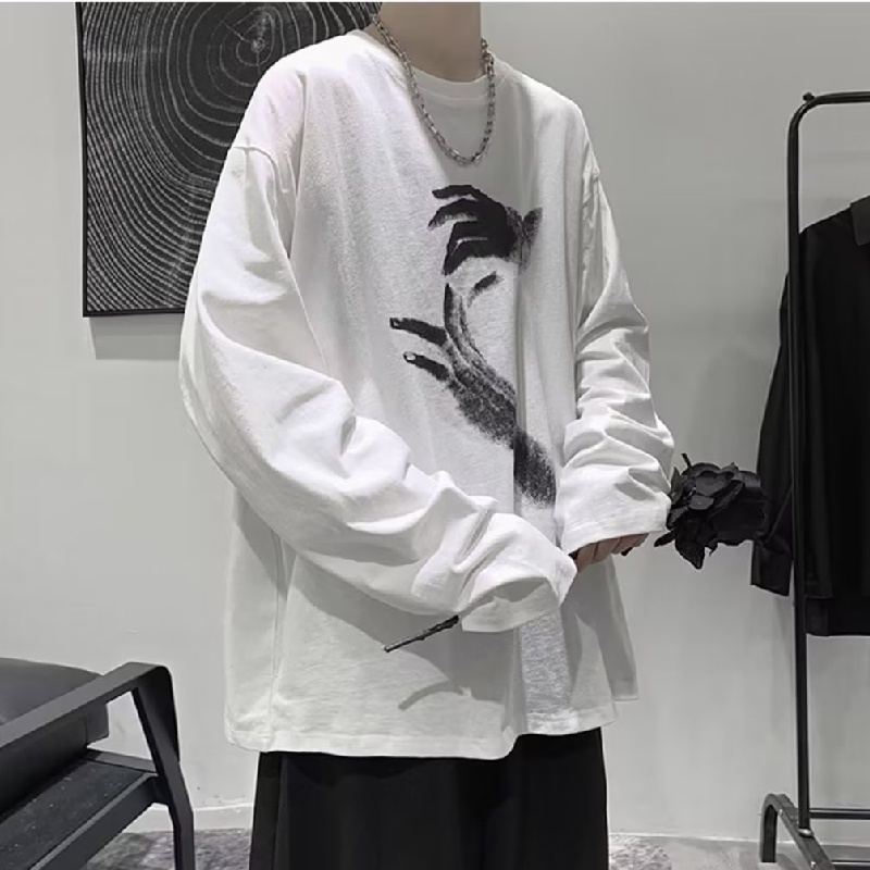 Áo Thun Tay Dài Dáng Rộng In Chữ Hoạt Hình Phong Cách Nhật Bản Thời Trang Cho Nam Và Nữ Size M-5XL